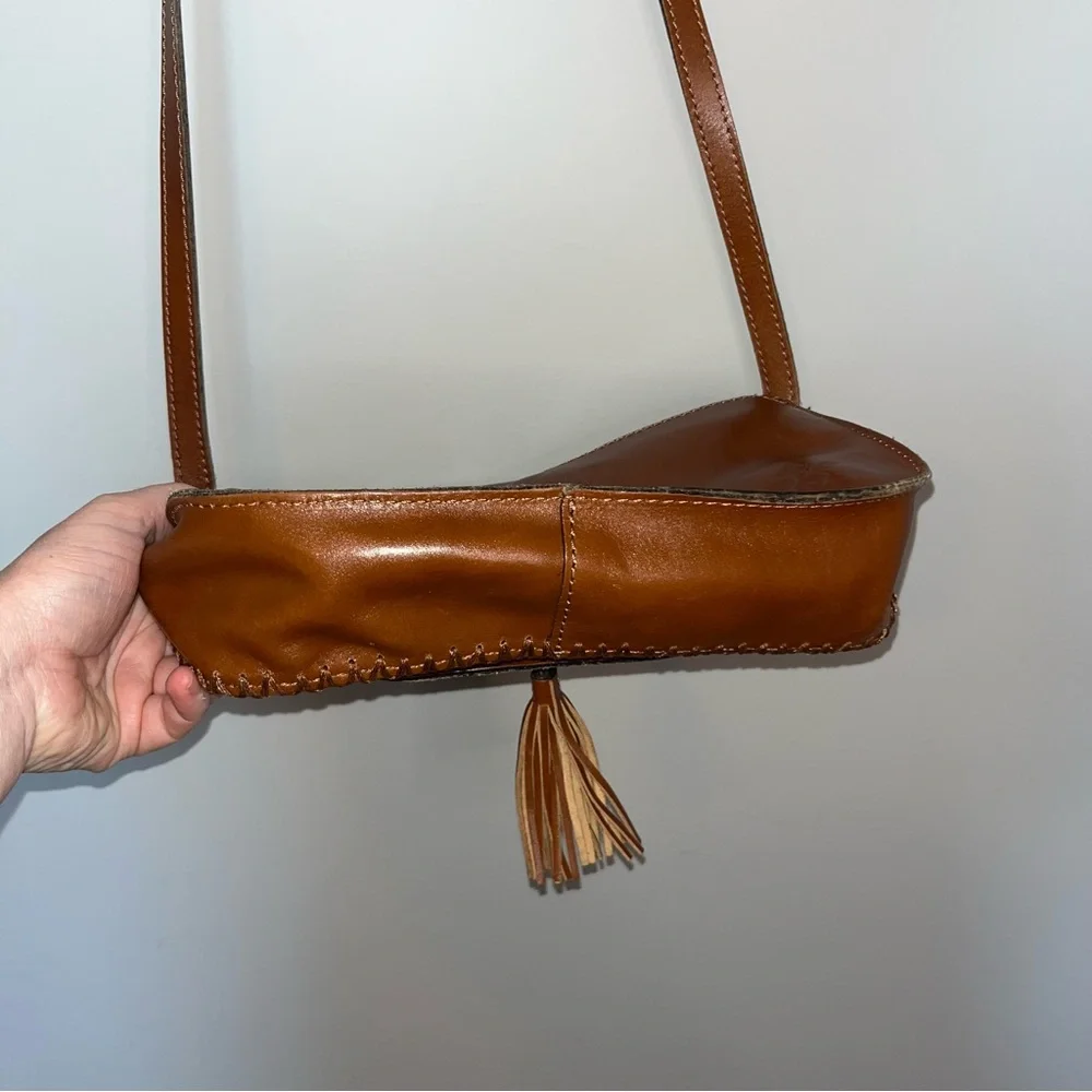Patricia Nash Brown Leather Tassel Shoulder Bag